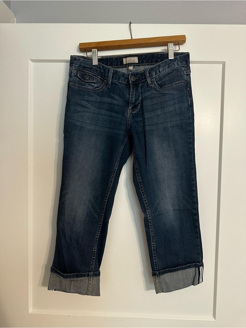 Banana Republic Dark Wash Boyfriend Jeans with Cuffed Hem